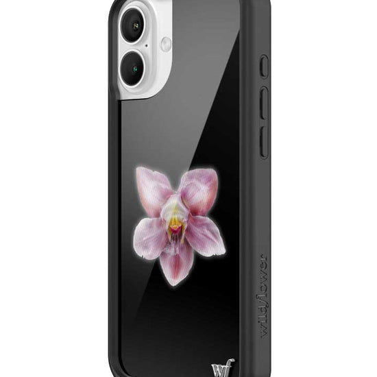 wildflower iphone case 16 plus orchid flower black pink