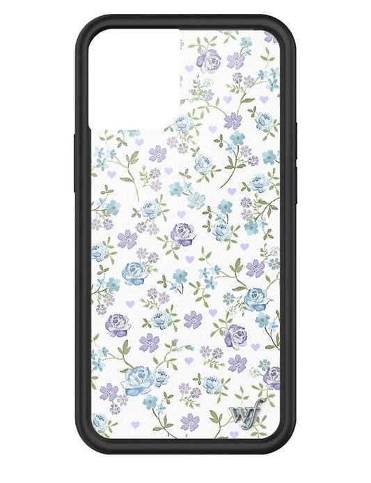 wildflower lilac and blue floral iphone 13 mini case