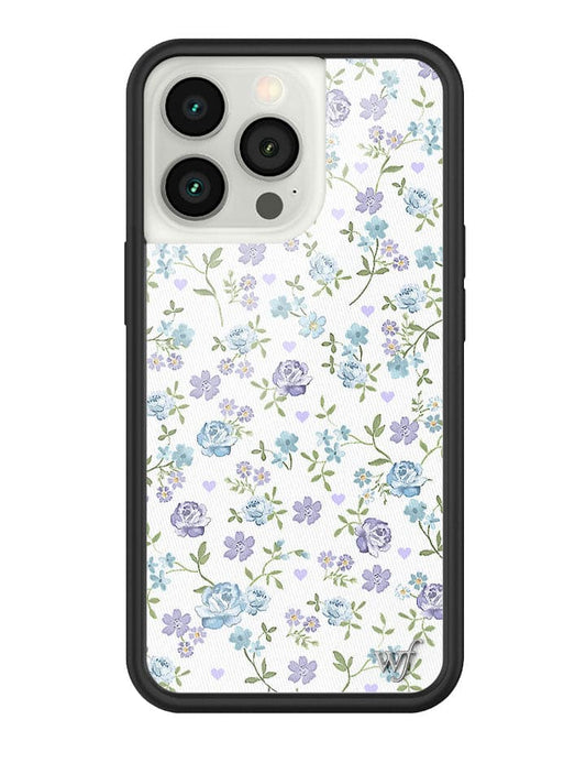 wildflower lilac and blue floral iphone 13 pro case