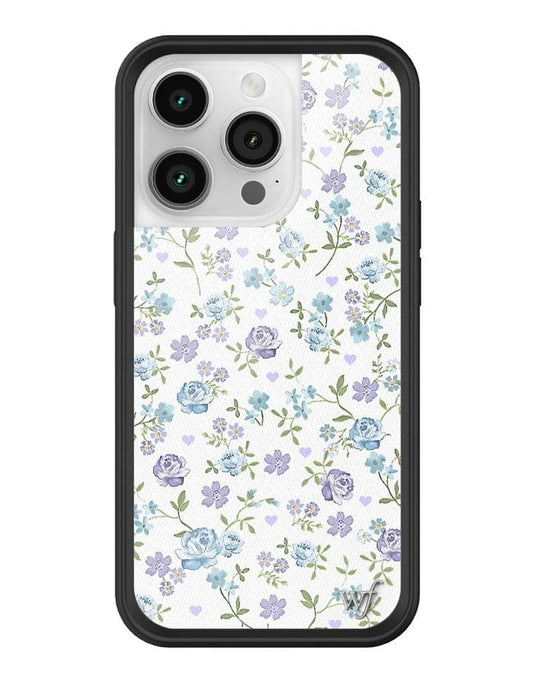 wildflower lilac and blue floral iphone 14 pro case