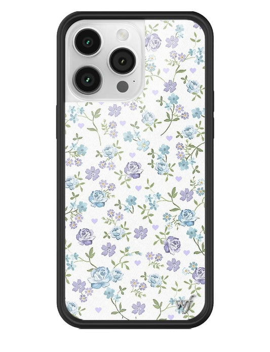 wildflower lilac and blue floral iphone 14 pro max case
