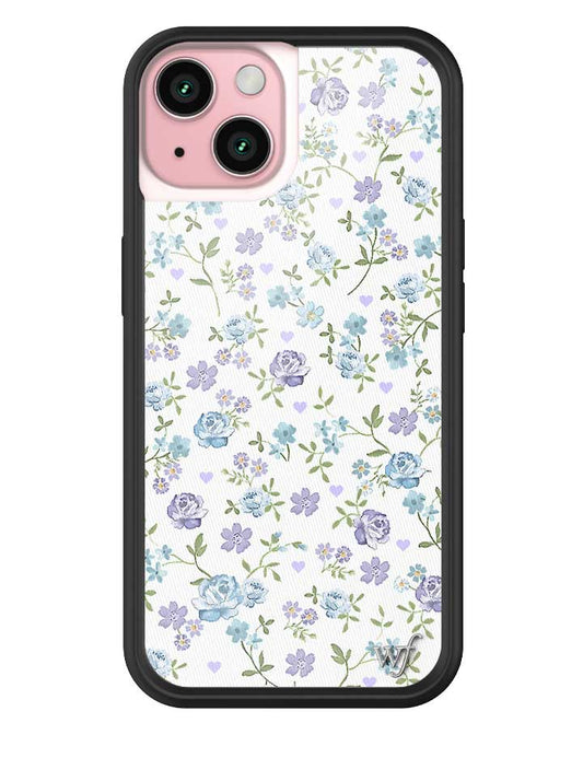 wildflower lilac and blue floral iphone 15