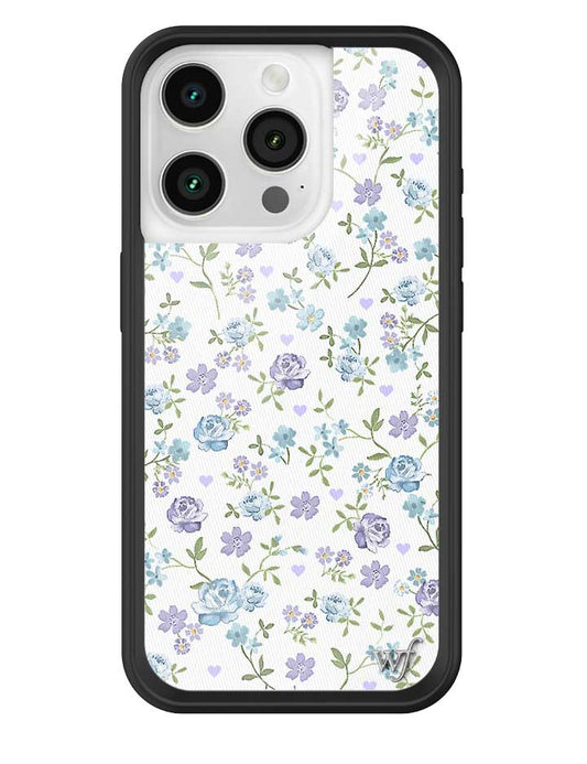 wildflower lilac and blue floral iphone 15 pro case
