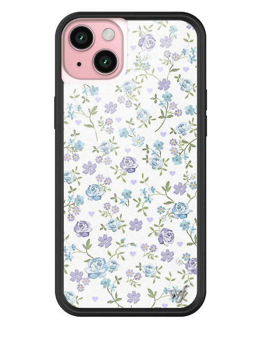 wildflower lilac and blue floral iphone 15 plus  case