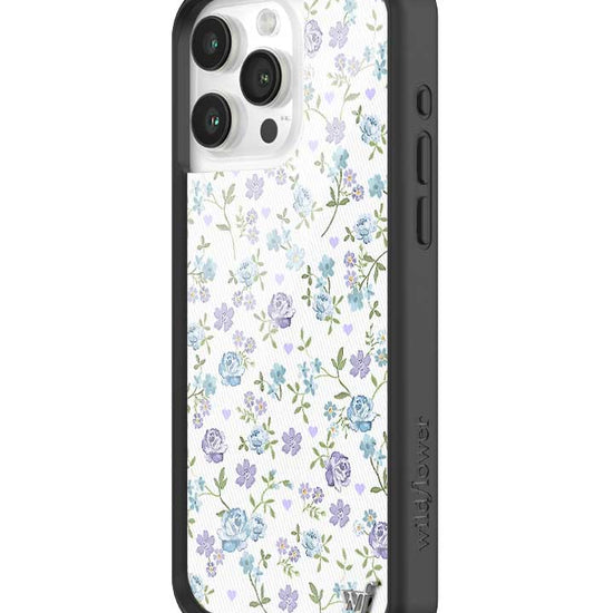 wildflower lilac and blue floral iphone 15 pro max case