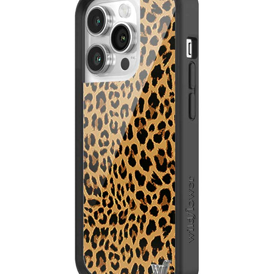 Wildflower iPhone case 14 Pro Meow Leopard Black Tan 2