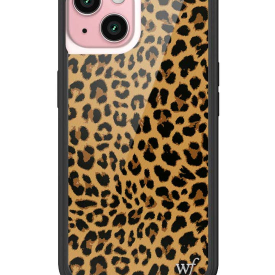 Wildflower iPhone case 15 Meow Leopard Black Tan