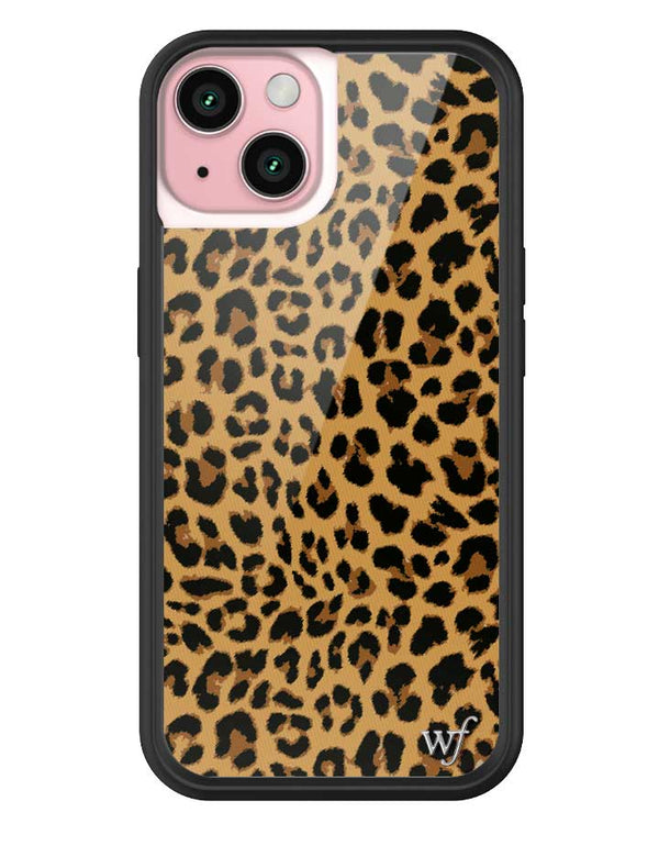 Wildflower iPhone case 15 Meow Leopard Black Tan