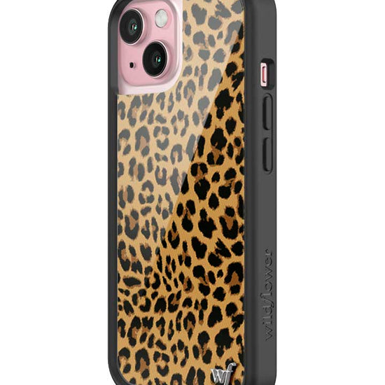 Wildflower iPhone case 15 Meow Leopard Black Tan 2