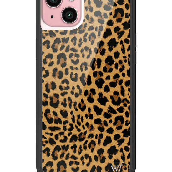 Wildflower iPhone case 15 Plus Meow Leopard Black Tan