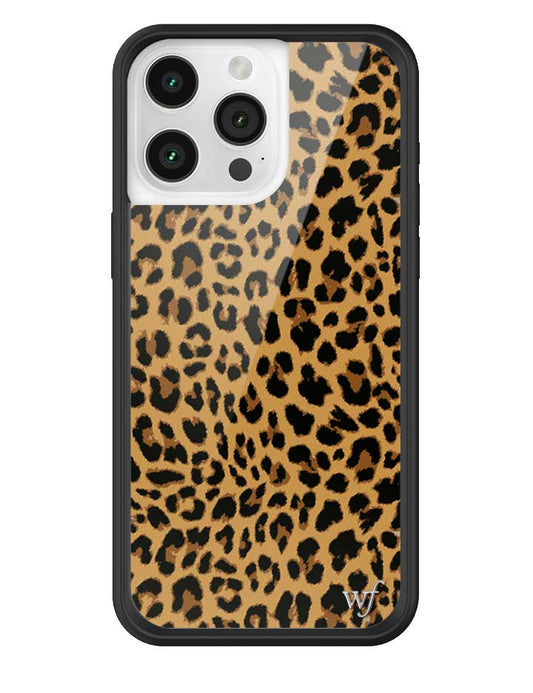 Wildflower iPhone case 15 Pro Max Meow Leopard Black Tan