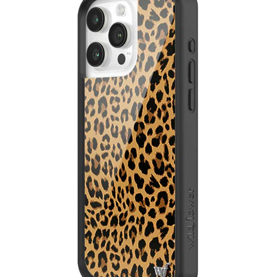 Wildflower iPhone case 15 Pro Max Meow Leopard Black Tan 2