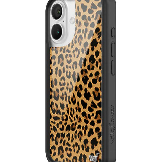 Wildflower iPhone case 16 Meow Leopard Black Tan