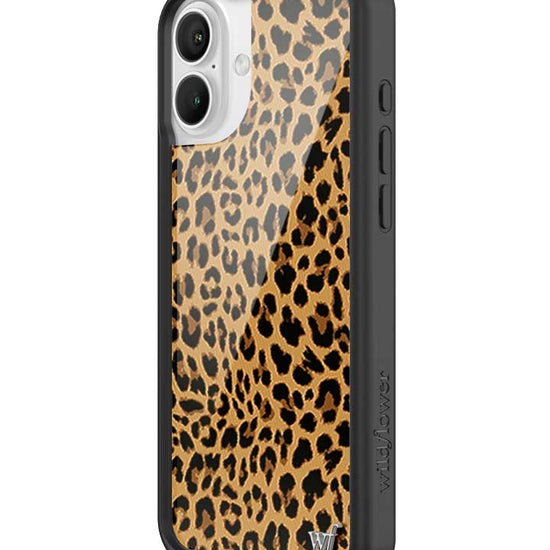 Wildflower iPhone case 16 Plus Meow Leopard Black Tan