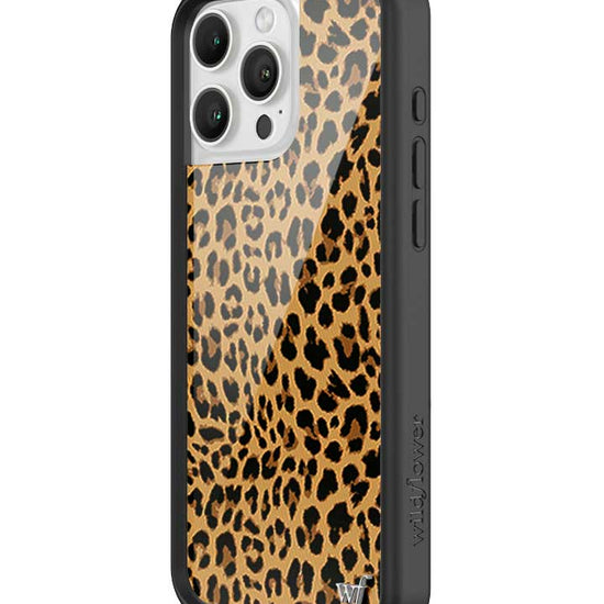 Wildflower iPhone case 16 Pro Max Meow Leopard Black Tan