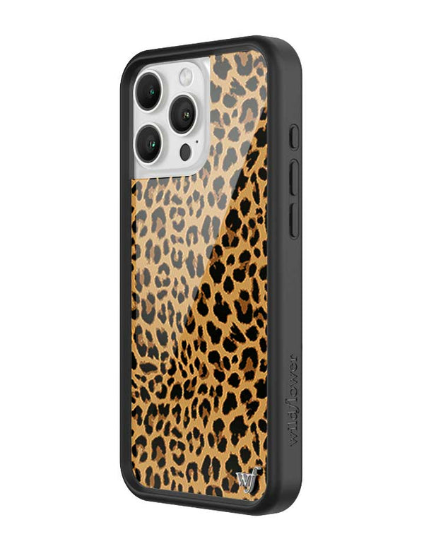 Wildflower iPhone case 16 Pro Max Meow Leopard Black Tan