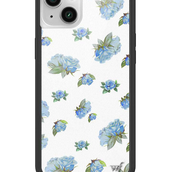 Wildflower iPhone case 14 Plus Moonlight Rose Floral Cute Blue