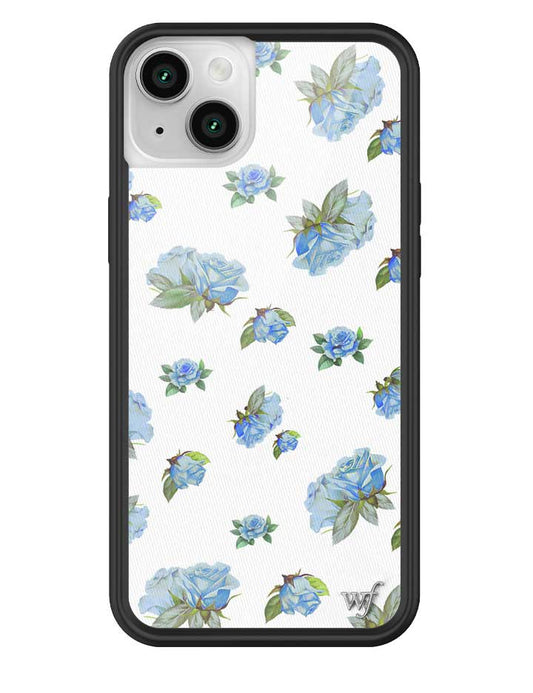 Wildflower iPhone case 14 Plus Moonlight Rose Floral Cute Blue