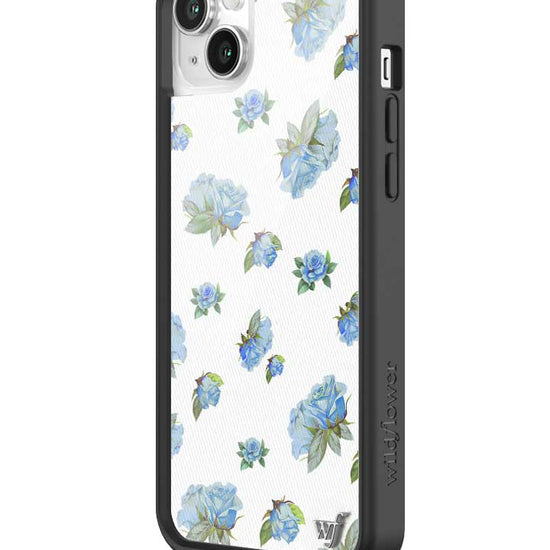 Wildflower iPhone case 14 Plus Moonlight Rose Floral Cute Blue