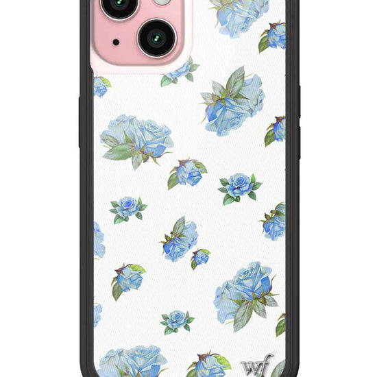 Wildflower iPhone case 15 Moonlight Rose Floral Cute Blue