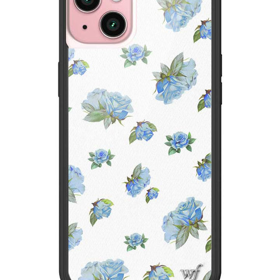 Wildflower iPhone case 15 Plus Moonlight Rose Floral Cute Blue