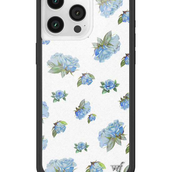 Wildflower iPhone case 15 Pro Max Moonlight Rose Floral Cute Blue