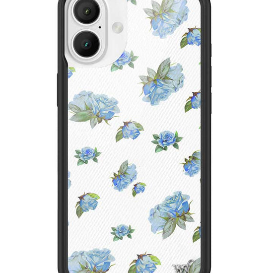 Wildflower iPhone case 16 Plus Moonlight Rose Floral Cute Blue