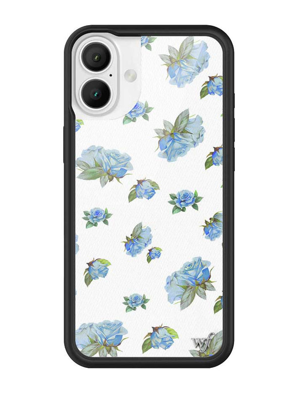 Wildflower iPhone case 16 Plus Moonlight Rose Floral Cute Blue