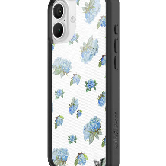 Wildflower iPhone case 16 Plus Moonlight Rose Floral Cute Blue