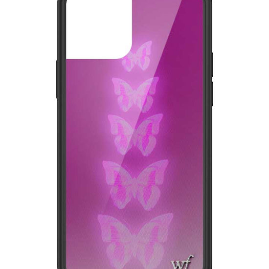 Wildflower iPhone case 12 and 12 Pro  Neon Butterfly Plum Pink Cute