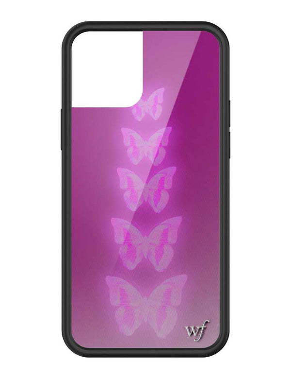 Wildflower iPhone case 12 and 12 Pro  Neon Butterfly Plum Pink Cute