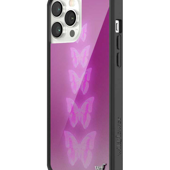 Wildflower iPhone case 13 Pro Max Neon Butterfly Plum Pink Cute