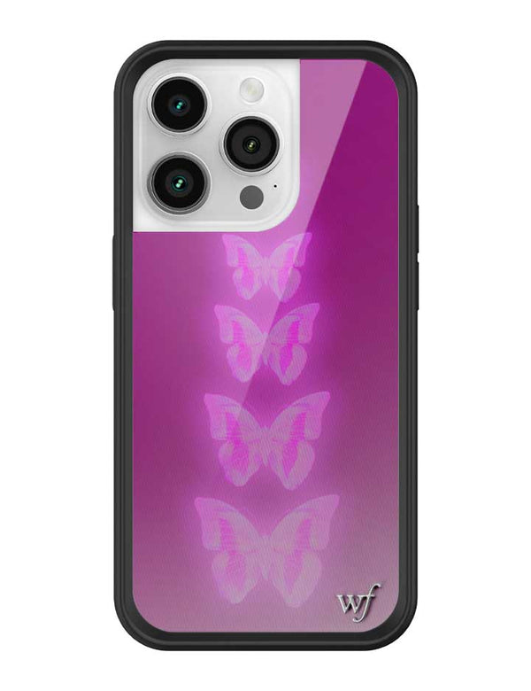 Wildflower iPhone case 14 Pro Neon Butterfly Plum Pink Cute