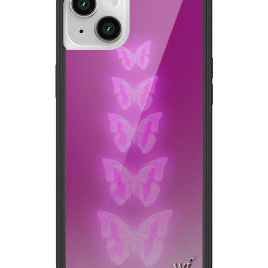 Wildflower iPhone case 14 Plus Neon Butterfly Plum Pink Cute