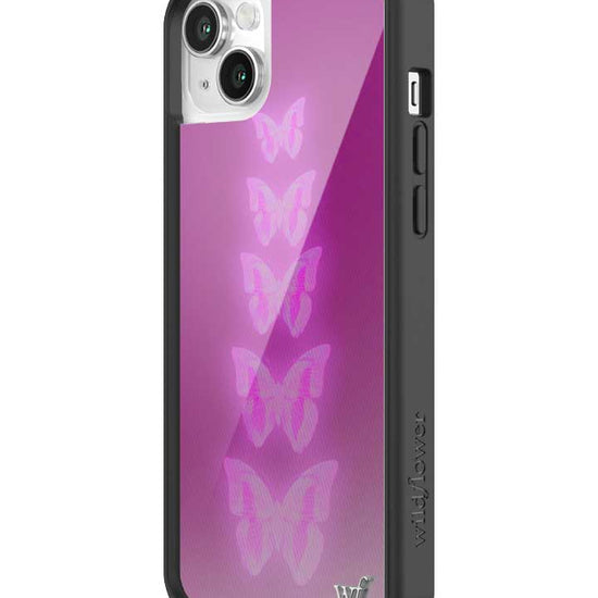 Wildflower iPhone case 14 Plus Neon Butterfly Plum Pink Cute