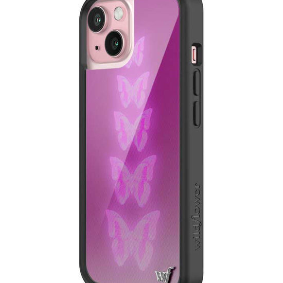 Wildflower iPhone case 15 Neon Butterfly Plum Pink Cute