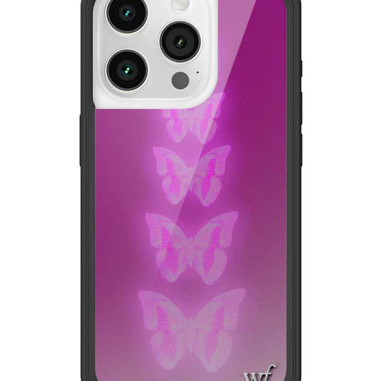 Wildflower iPhone case 15 Pro Neon Butterfly Plum Pink Cute