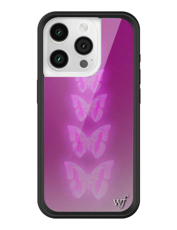 Wildflower iPhone case 15 Pro Neon Butterfly Plum Pink Cute