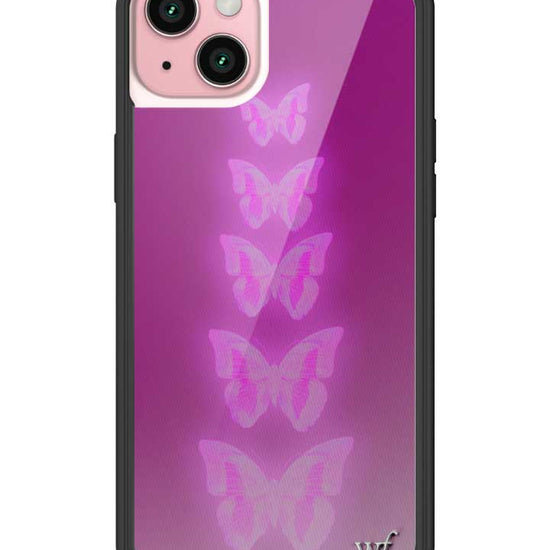 Wildflower iPhone case 15 Plus Neon Butterfly Plum Pink Cute