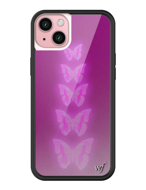 Wildflower iPhone case 15 Plus Neon Butterfly Plum Pink Cute