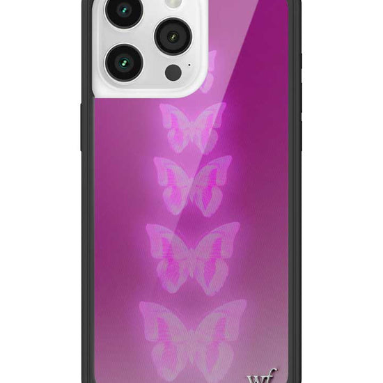 Wildflower iPhone case 15 Pro Max Neon Butterfly Plum Pink Cute