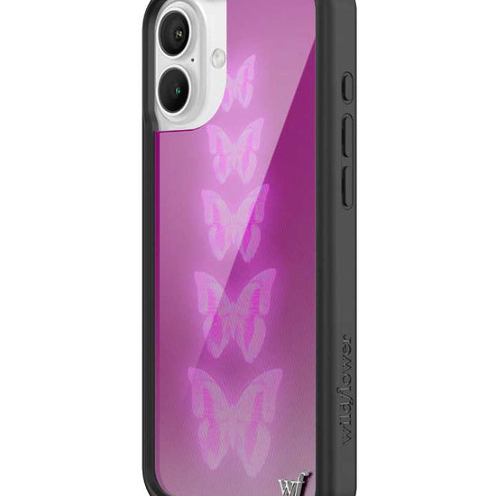 Wildflower iPhone case 16 Plus Neon Butterfly Plum Pink Cute