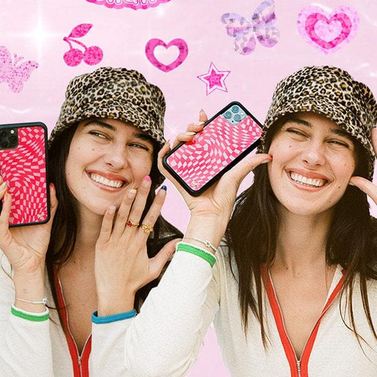 Wildflower Pink Crazy Checkers iPhone Case Lifestyle Image 02