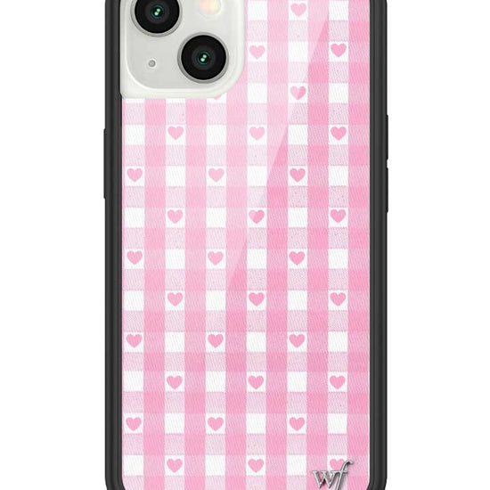 Wildflower iPhone case 13 Pink Gingham Hearts Vintage Cute Classic