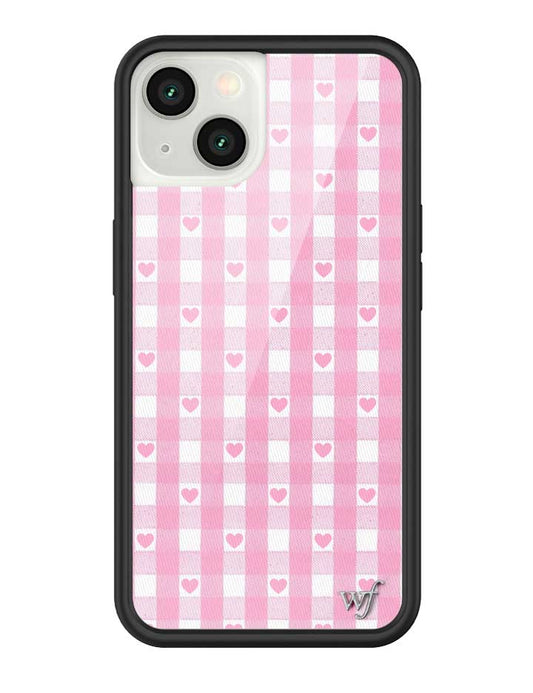 Wildflower iPhone case 13 Pink Gingham Hearts Vintage Cute Classic