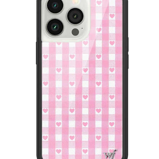 Wildflower iPhone case 13 Pro Pink Gingham Hearts Vintage Cute Classic