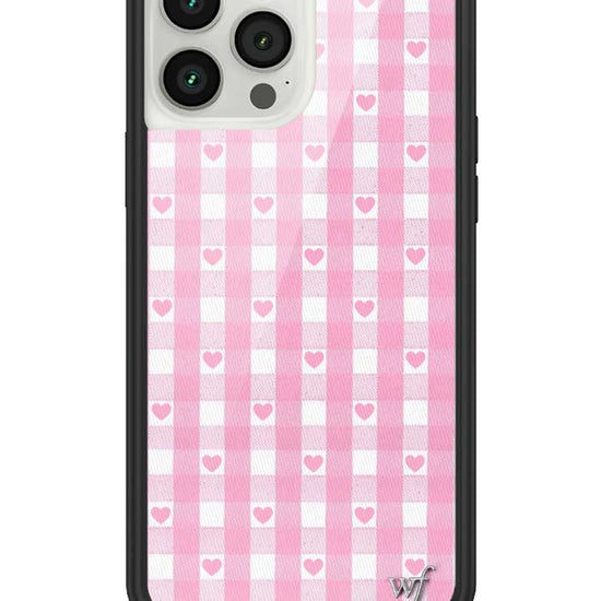 Wildflower iPhone case 13 Pro Max Pink Gingham Hearts Vintage Cute Classic