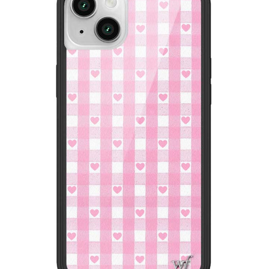 Wildflower iPhone case 14 Pink Gingham Hearts Vintage Cute Classic