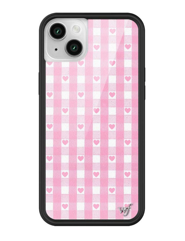 Wildflower iPhone case 14 Pink Gingham Hearts Vintage Cute Classic