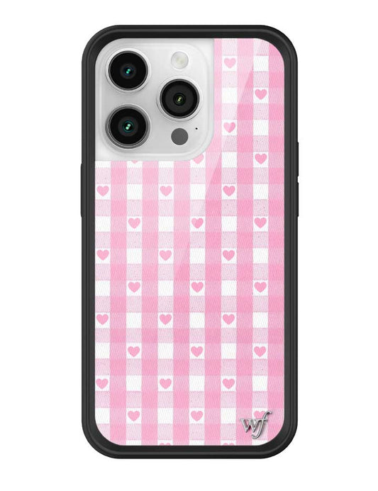 Wildflower iPhone case 14 Pro Pink Gingham Hearts Vintage Cute Classic